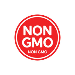 Red circular non gmo label indicating genetic modification free product