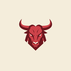 Fierce Geometric Red Bull Head Vector Illustration