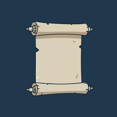 Hand-drawn Style Blank Antique Parchment Scroll Vector Illustration