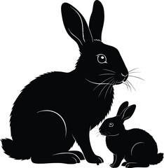 Rabbit and Bunny Silhouette