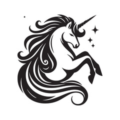 unicorn silhouette vector set
