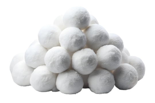 Pile of snowballs isolated on transparent background, winter season games and activities, cold weather fun, snowball fight, snow ball isolated - Powered by Adobe