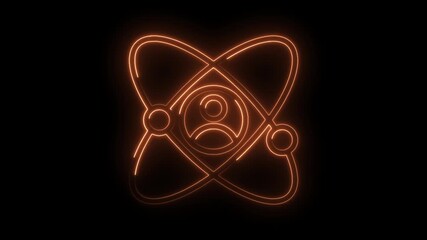 Neon orange user avatar icon orbiting planet on black background animation - Powered by Adobe