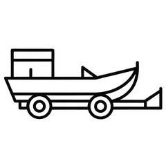 boat trailer simple line art silhouette vector icon