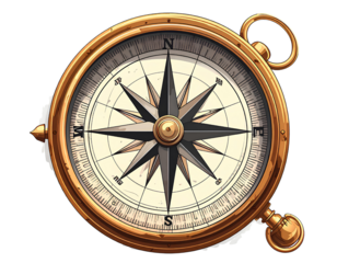 antique compass isolated on white