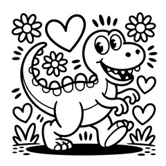 Adorable Black White Cartoon domestik animals mascotes dog cat cow bulldog korgi dino  Vector Art
