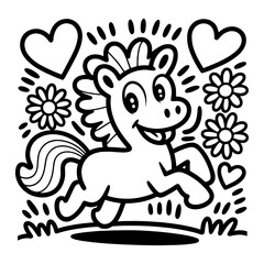 Adorable Black White Cartoon domestik animals mascotes dog cat cow bulldog korgi dino  Vector Art
