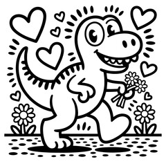 Adorable Black White Cartoon domestik animals mascotes dog cat cow bulldog korgi dino  Vector Art
