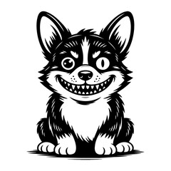 Adorable Black White Cartoon domestik animals mascotes dog cat cow bulldog korgi dino  Vector Art
