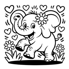 Adorable Black White Cartoon domestik animals mascotes dog cat cow bulldog korgi dino  Vector Art
