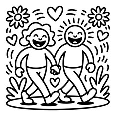 Adorable Black White Cartoon domestik animals mascotes dog cat cow bulldog korgi dino  Vector Art
