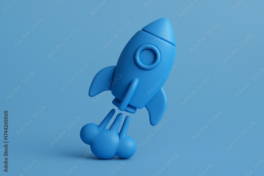 Canvas Prints blue rocket is flying through the air. the rocket is made of plastic and has a pointed nose. the roc