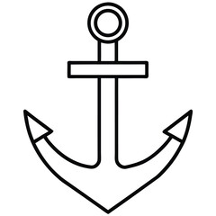 cruise anchor simple line art silhouette vector icon
