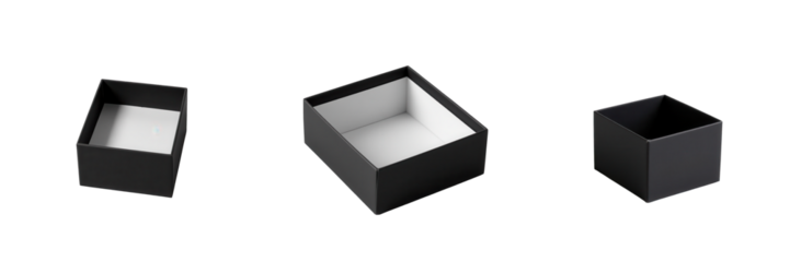 Stylish Black Gift Boxes in Three Sizes with Elegant Design
