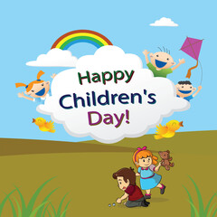 Obraz premium world childeren's day in illustrator