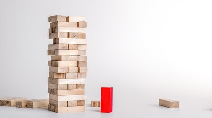 WoodenBlockTowerWithRedCube