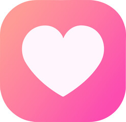 A minimalistic pink gradient icon featuring a white heart symbol at the center, representing love, wellness, and positivity.