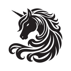 unicorn silhouette vector set