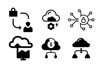 Cloud Computing and Data Security Icons Set