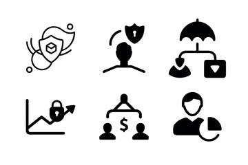 Security and Data Protection Icons Depicting Various Security Concepts