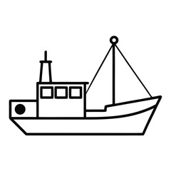 fishing trawler simple line art silhouette vector icon