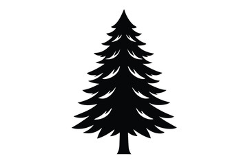 Fototapeta premium frosted pine tree simple line art silhouette vector icon