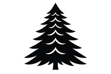 Obraz premium frosty pine simple line art silhouette vector icon