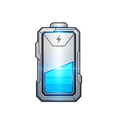 Futuristic battery energy icon isolated on white background