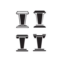 Four distinct black silhouette icons representing different types of pedestals