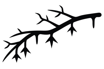 frozen branch simple line art silhouette vector icon