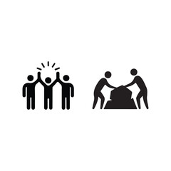 Teamwork and collaboration concept illustrated with simple black human figures