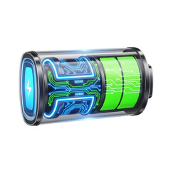 Futuristic battery energy icon isolated on white background