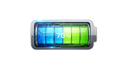 Futuristic battery energy icon isolated on white background
