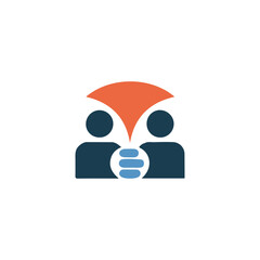 Abstract logo depicting two people engaged in communication and connection