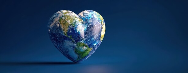 The Heart-Shaped Earth Globe Symbolizing Love, Unity and Environmental Protection
