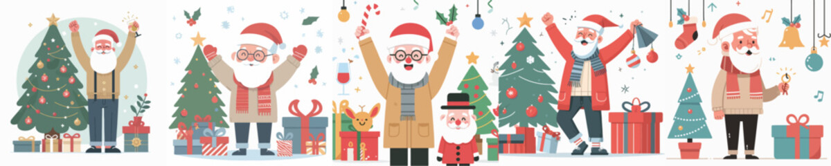 vector of a grandpa celebrating Christmas