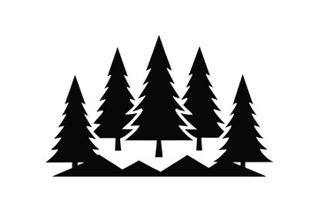 frozen pine forest simple line art silhouette vector icon © SreeRaton