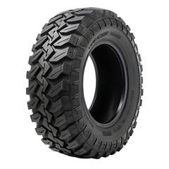 Mud Terrain Tire Close-Up on Black Background for Off-Road Vehicles
