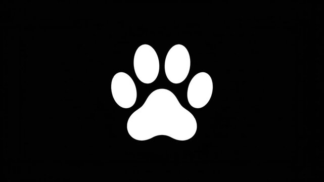 Paw print with RGB glitch effect on black background.