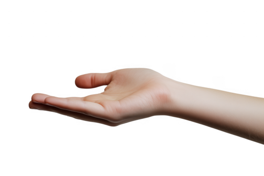 Open palm offering gesture isolated on a transparent background