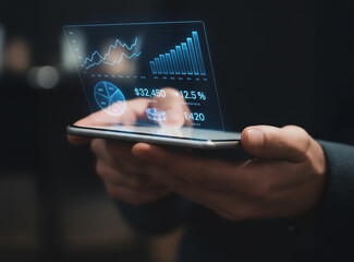 Financial Analytics with a Virtual Sales Report on a Mobile Device.