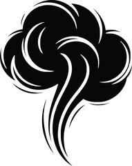 Stylized black cloud or smoke illustration with swirling lines