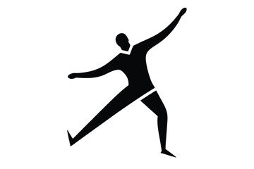ice skater simple line art silhouette vector icon