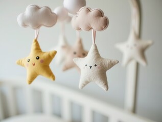 Baby mobile hanging with star and cloud toys