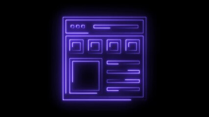 Neon website outline animation glowing purple design interface display digital concept - Powered by Adobe