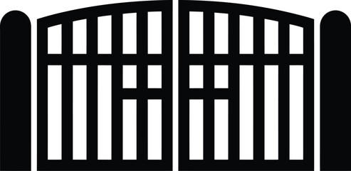  Black and White Double Gate Silhouette Vector