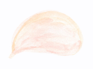 Watercolor painting of a delicate pastel pink and orange petal on white background.