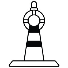 marine buoy flat simple line art silhouette vector icon