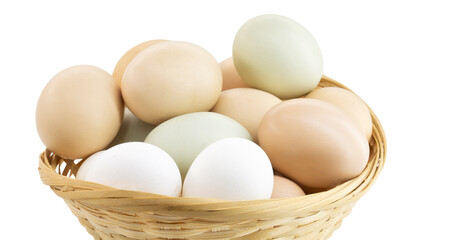 Brazilian free-range egg on isolated white background, natural free-range eggs from Minas Gerais