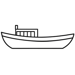paddle boat simple line art silhouette vector icon